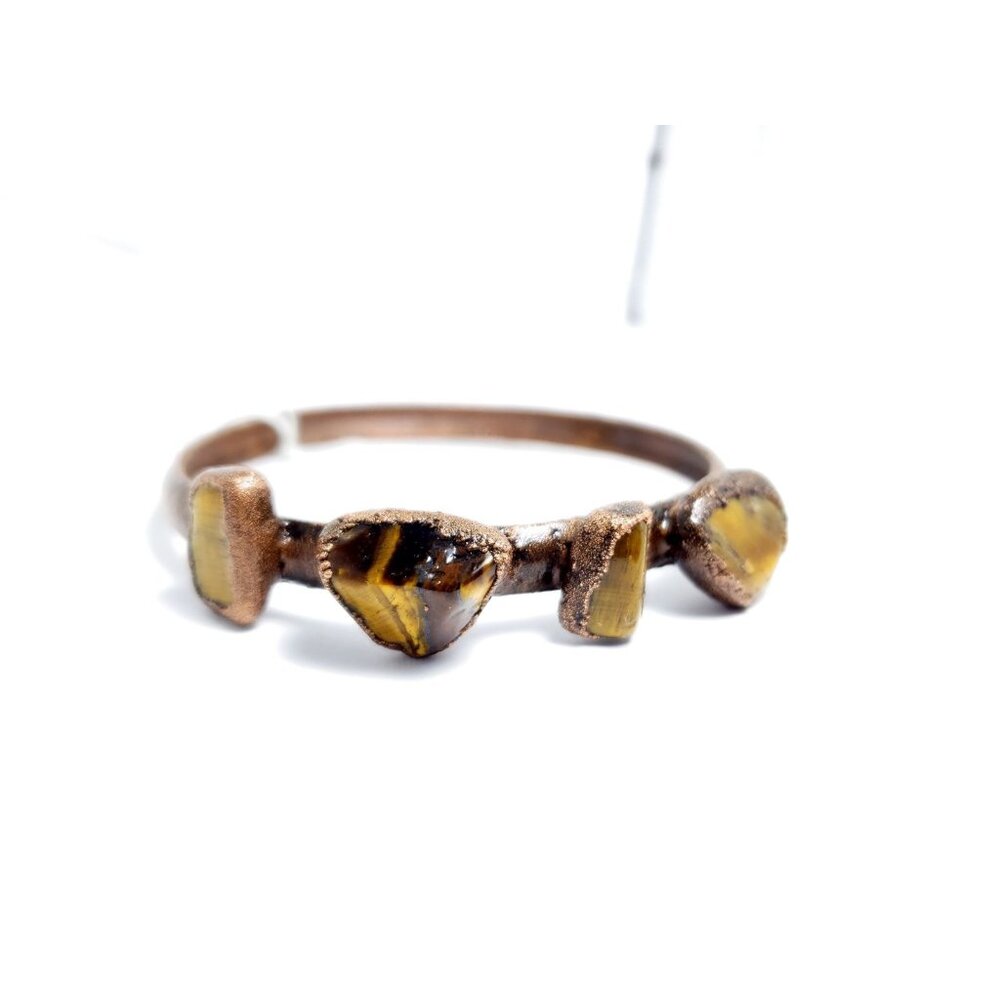 Tiger Eye Copper Electroformed Bangle Bracelet - image 1
